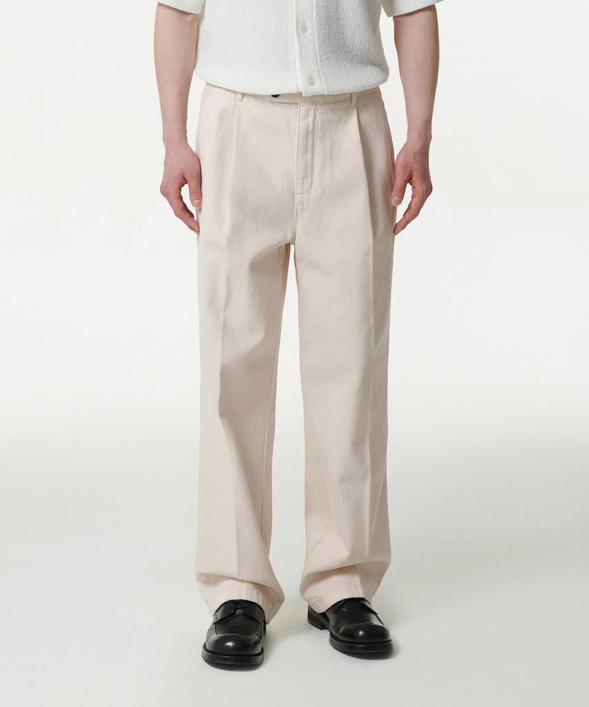 Musinsa Standard One-Pleat Wide Denim Slacks [Cream]