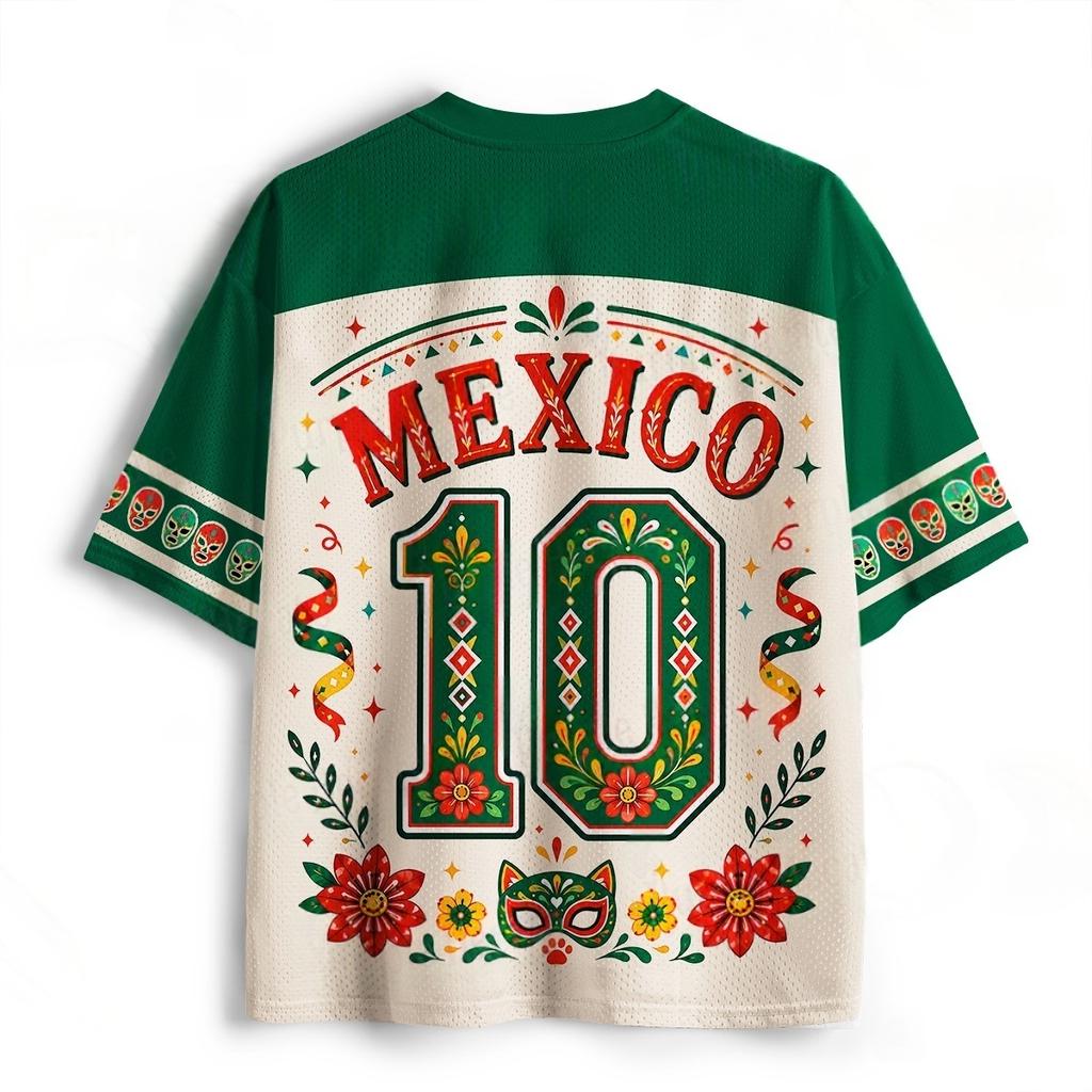 MEXICO Wrestling Mask Cartoon Cat Cactus Flower 3D Printed Supporting Jersey Adult Breathable Loose T-shirt