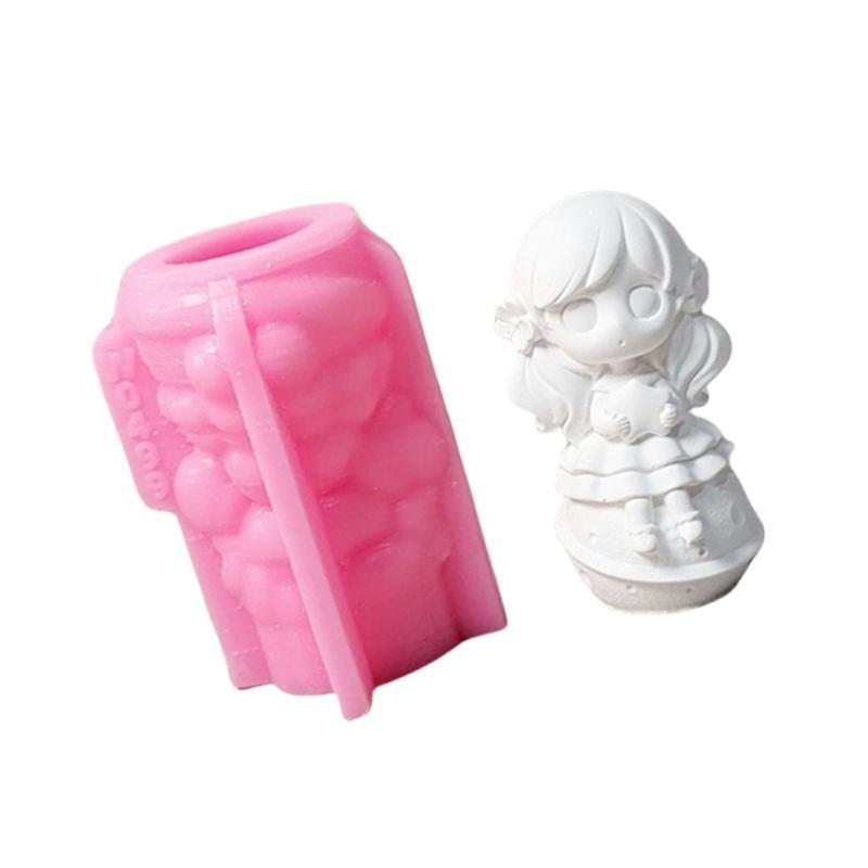 J0MC Little Girl Statue Silicone Molds for Epoxy Resin Princess Figurine Gypsum Silicone Mold Soap Making Molds