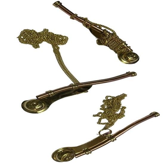 Zincirli 3 Pirinç Tekne Düdüğü Seti - Denizcilik Tutkunlarını Denizcilik Bosun'u Çağırıyor