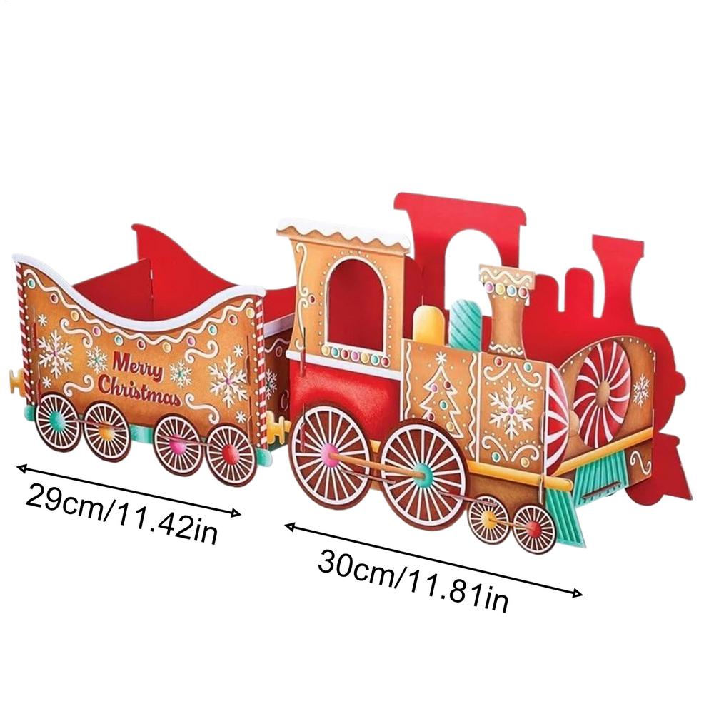 Gingerbread Christmas Train Box Holiday Decor for Mantel, Desk, Home & Party Festive Decorative Storage for Office, Living room