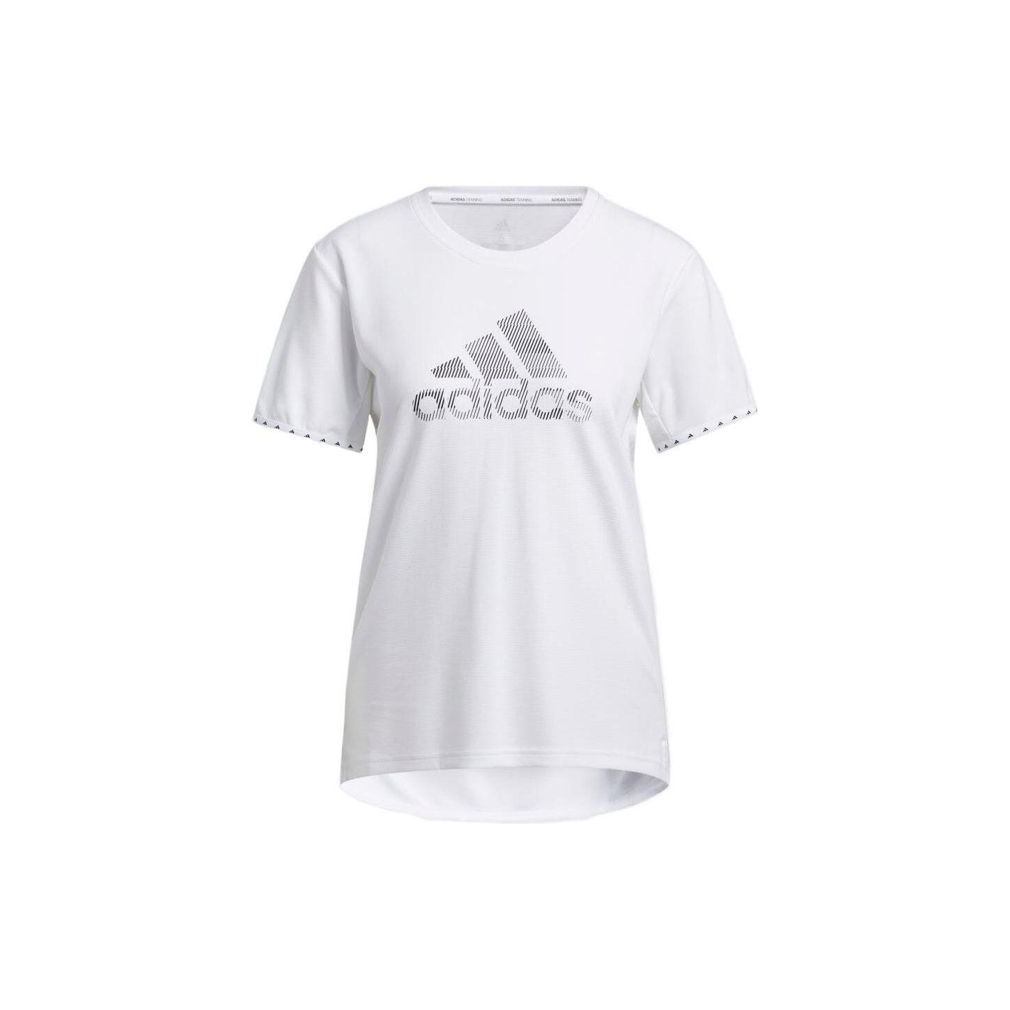 

Adidas Solid Color Logo Print Pullover Short Sleeve T-Shirt Women Tops White GQ9416