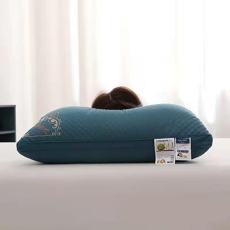 Soft Cotton-Feel Herbal Embroidered Pillow With Lavender-Scented Microfiber Fill Neck Support