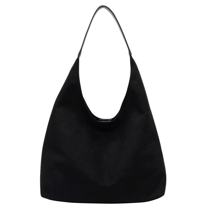 Women's Suede Shoulder Bags Large Capacity Bag Simple and Casual Basic Style Sewing Line Hasp