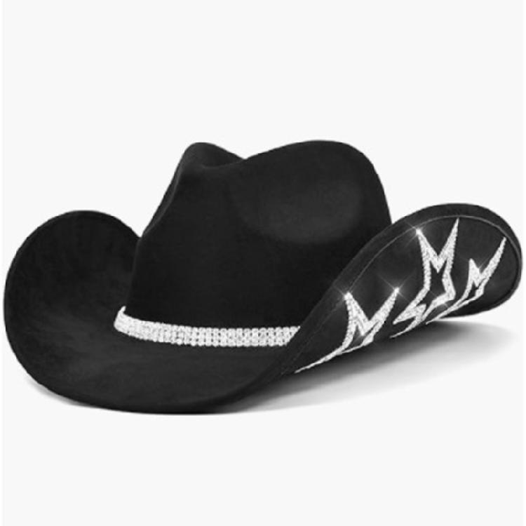 Rhinestone Woman Men Cowboy Hat for Christmas Elegant Ladies Prom Party Hat