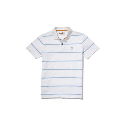 Striped Pullover Short Sleeve Polo Shirt Men Tops White A2ECF-100