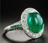 Luxury Group Grandmother Green Jewel Ring, Eagle Claw Micro Ring Hand Jewelry