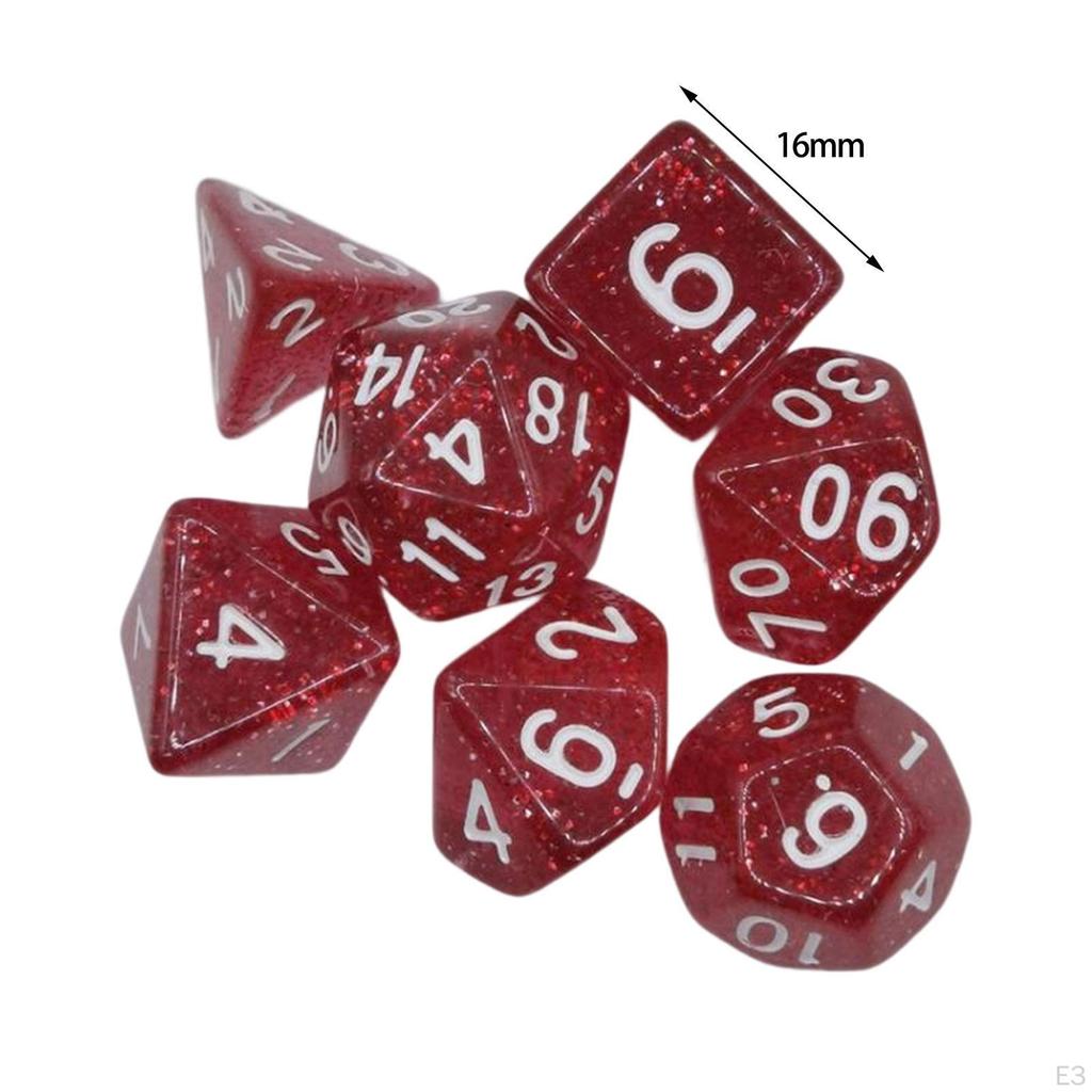 7 Pieces Solid Acrylic Polyhedral Dices D20,D12,D10 (00-90 and 0-9),D8,D6 D4. for Entertainment