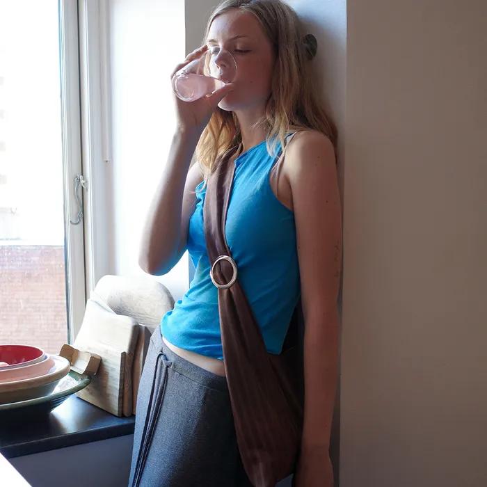 Buckle Stripe Bag (Brown)