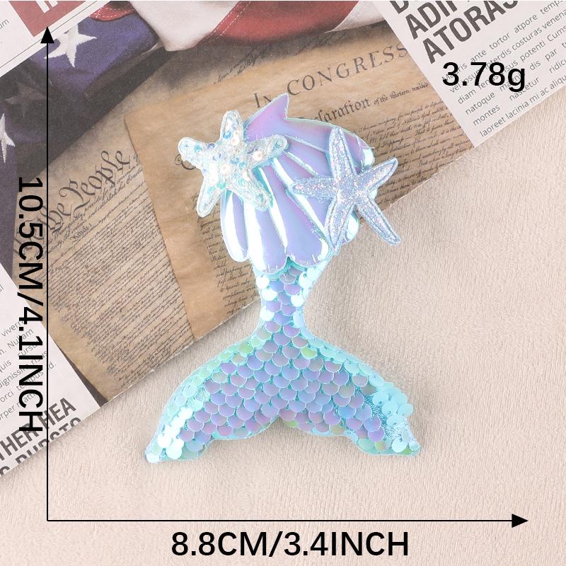 Handmade Embroidered Starfish and Fish Tail Patch with Beads