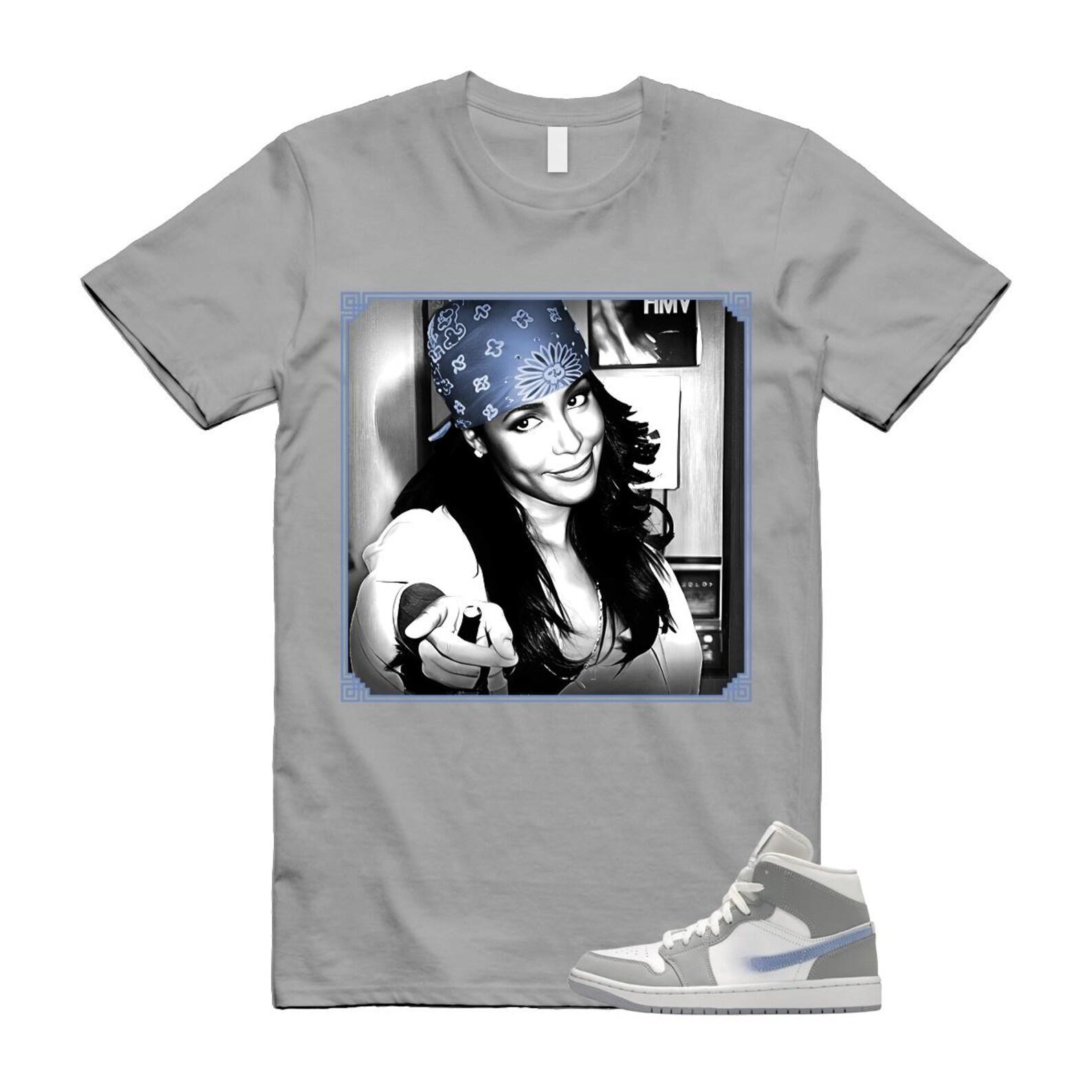 1 Wolf Grey Aluminum Blue White Mid T Shirt Match LIYAH S