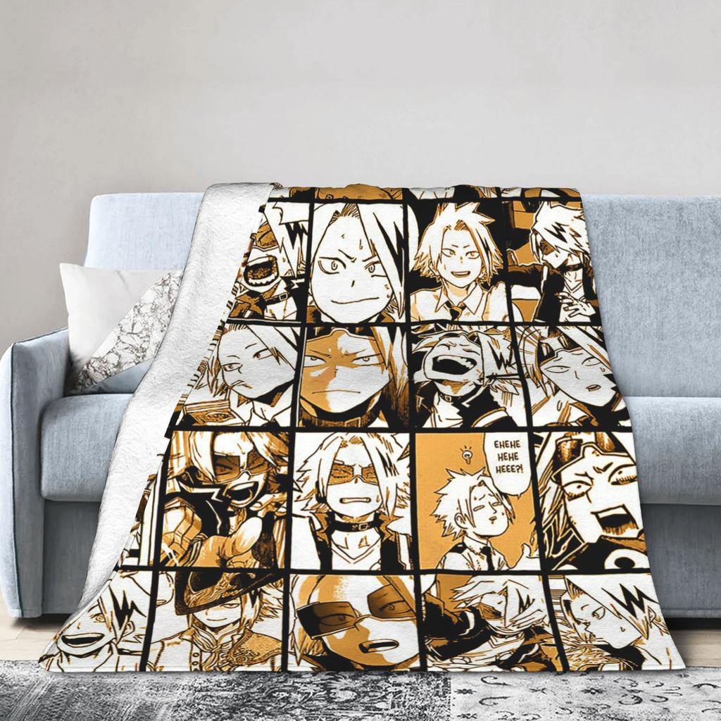 Uraraka Ochako Collage Knitted Blankets Academy Anime Manga Throw Blankets Summer Air Conditioning Ultra-Soft Warm Bedspreads