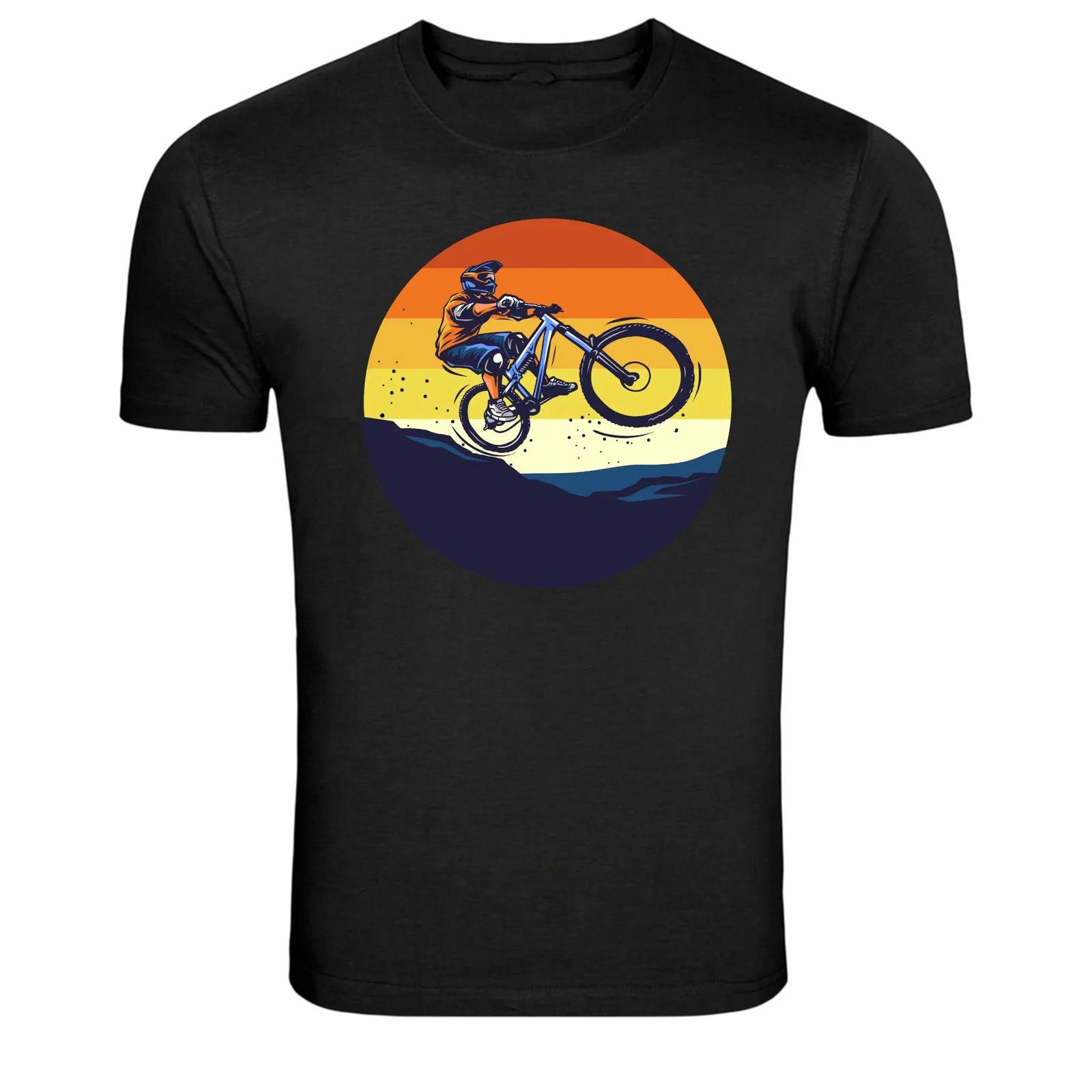 Vintage Mountain Bike Rider Sunset Graphic T Shirt XL