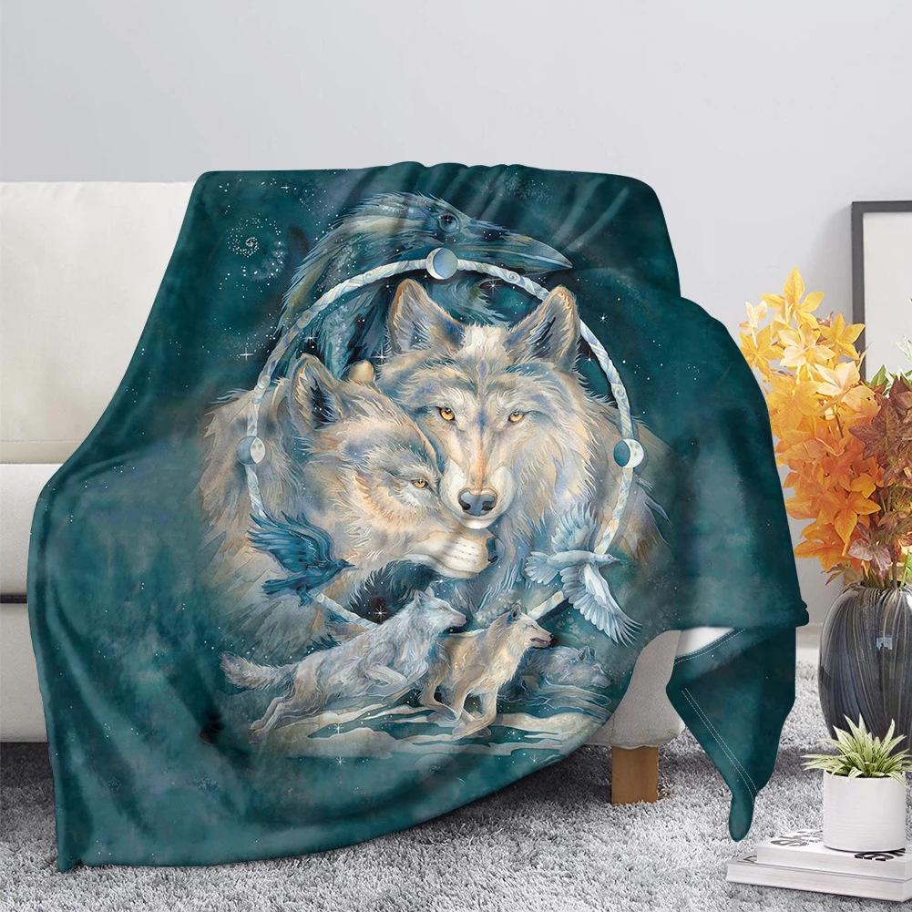 Wolf Digital Printed Blanket Sofa Blanket Bed Soft Thermal Blanket Flannel Blanket Birthday Gift Blanket