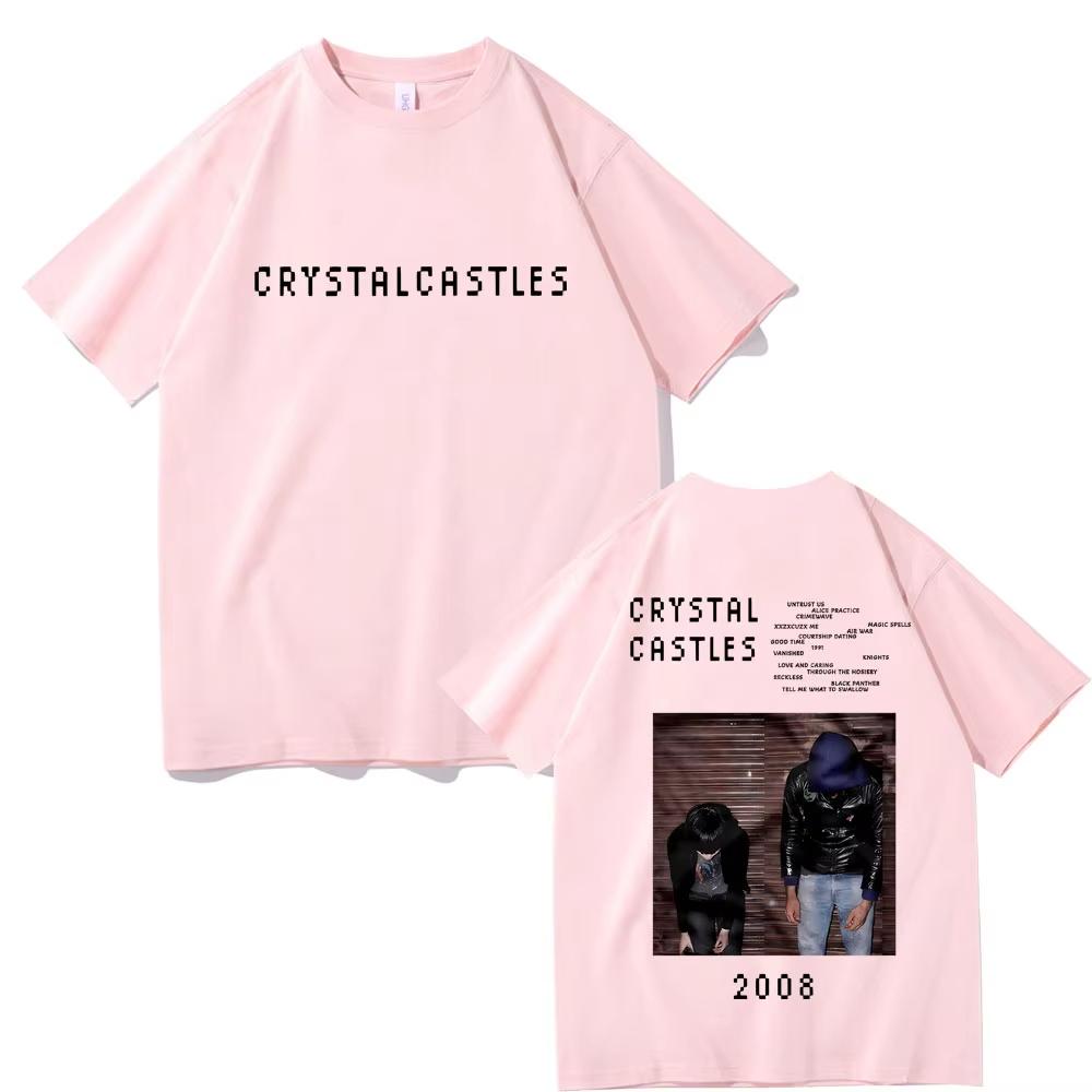 

electronic band Crystal Castles 100cotton Unisexs shirt ONeck Short Sleeved Album graphics oversized Womens Streetwear Tshirt 4XL