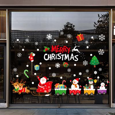 Decalcomanie per finestre di Natale Adesivi con fiocchi di neve di Babbo Natale Decalcomanie da muro invernali per camerette per bambini Decorazioni per finestre di Natale di Capodanno