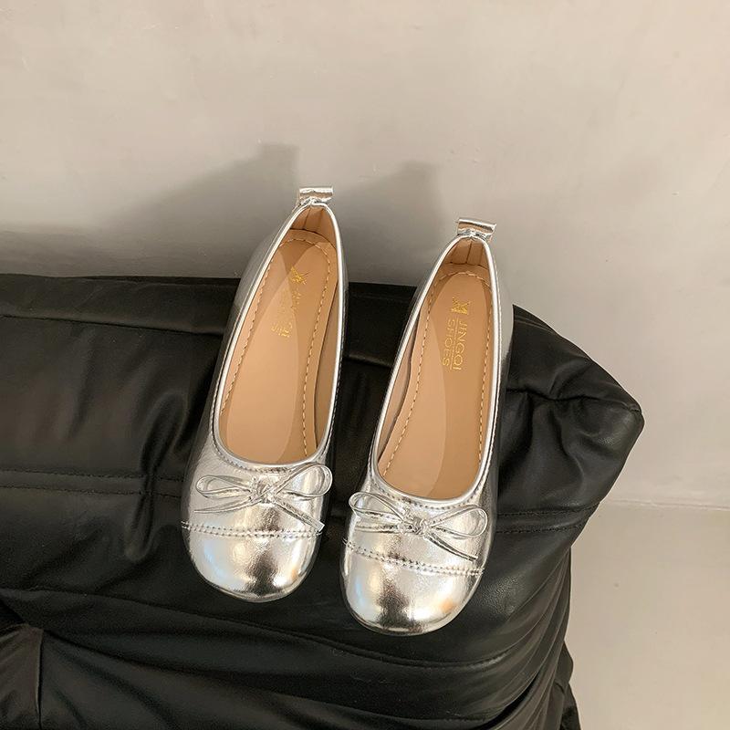 

Женские туфли-лодочки 2025 новая весна нежный французский стиль маленькие ароматные туфли для беременных на плоской мягкой подошве Мэри Джейн Дуду 40 серебряный