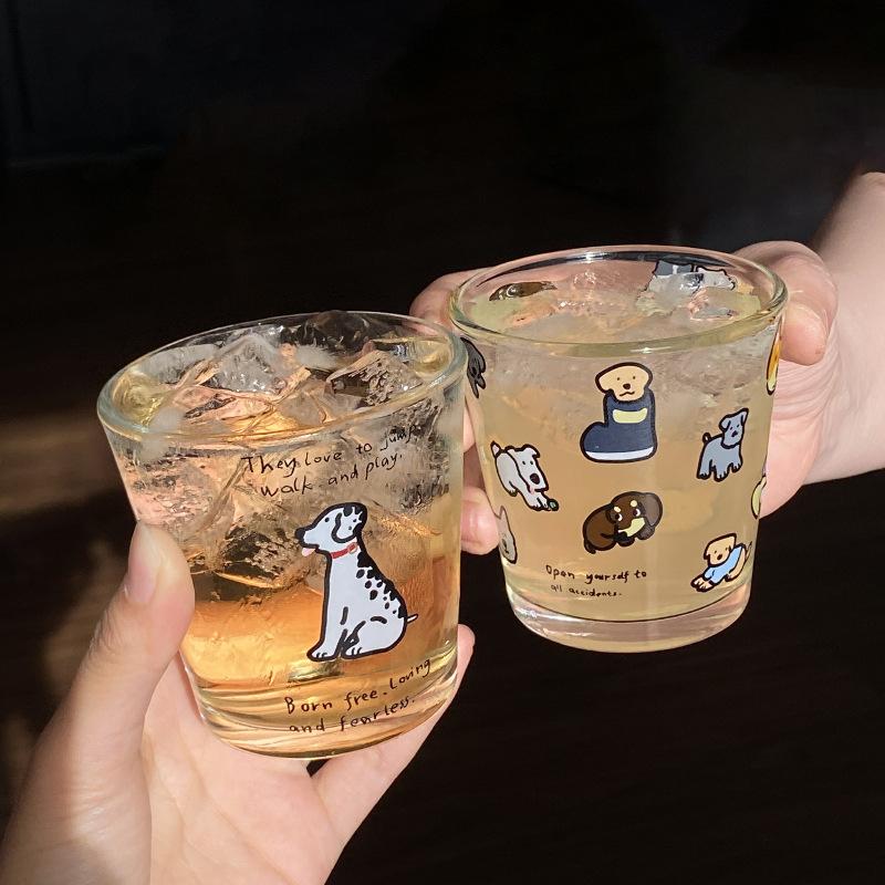 Japanese-Style Small Wine Glass, Niche Ins Cartoon Repair Hook Glass, High Temperature Resistant Small Wine Cup, Coffee Cup, Gift Box.