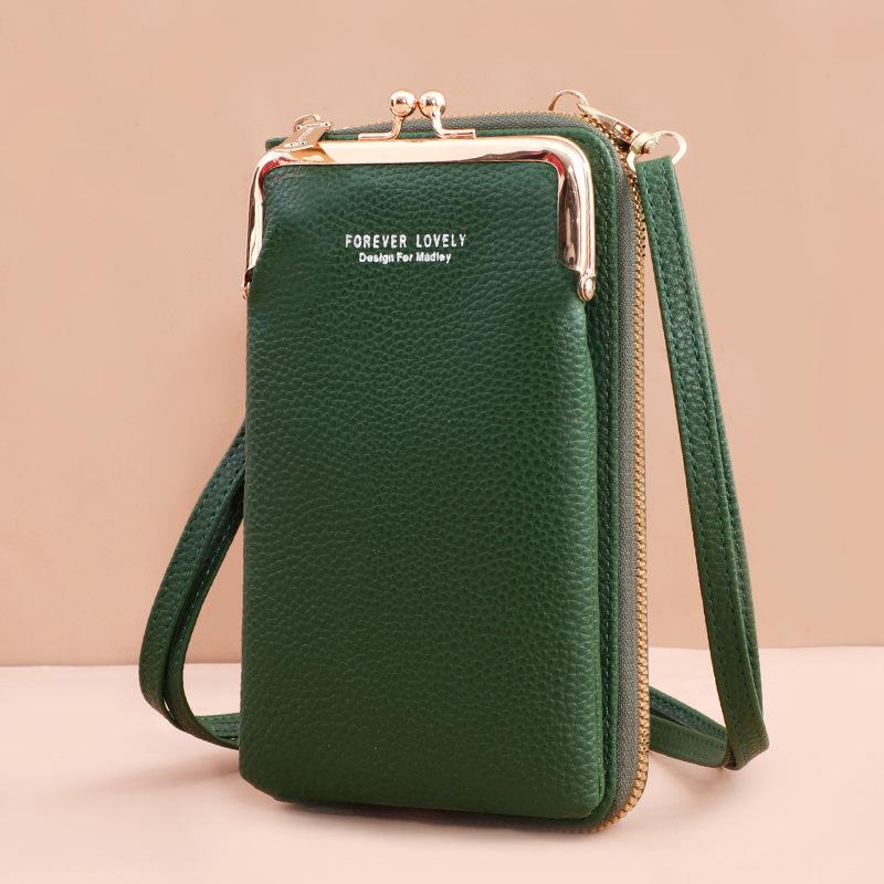 2025 Women's Korean Style Lychee Grain Large Capacity Crossbody Phone Bag & Wallet.