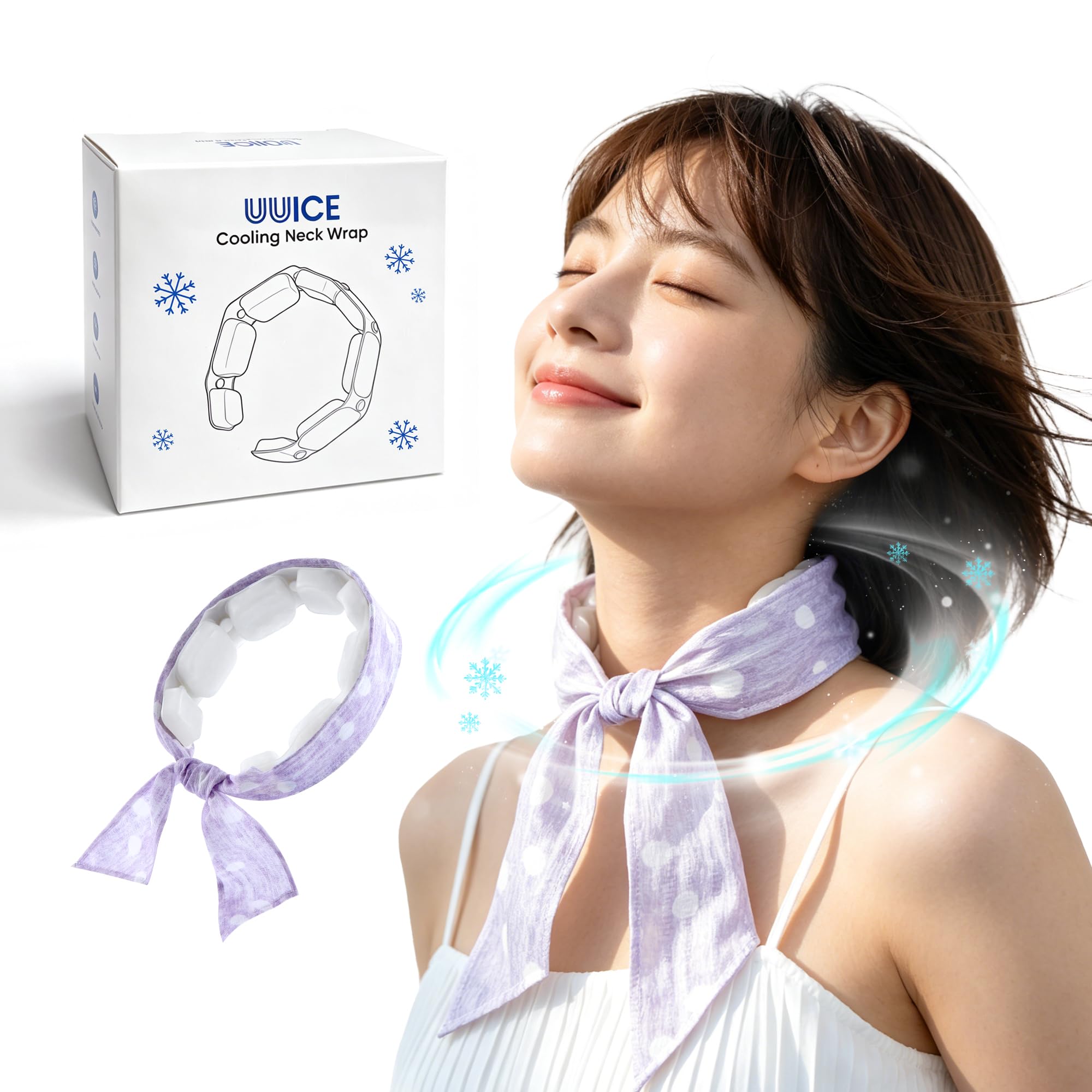 Cooling UUICE Neck Cooler Cool Neck Ring with Ice Pack Instant Cooling Ice Pack for Neck Natural Freezing PCM Material Cooling Scarf No Charging