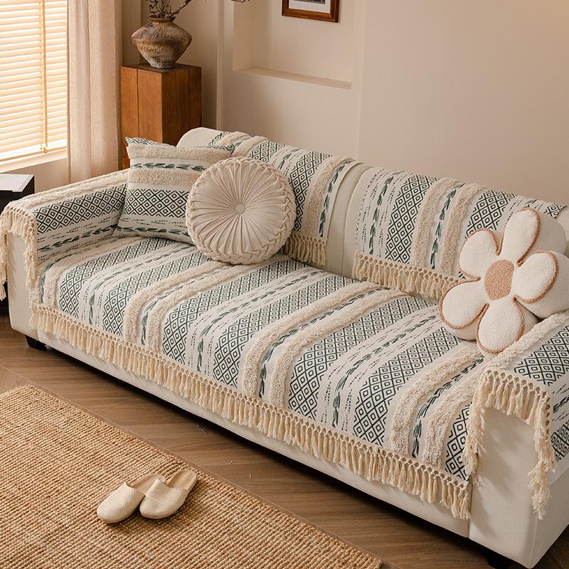 Bohemian Sofa Seat Cushion One Piece Non-Slip Straight Row Cover Four Seasons Universal Sofa Back Cover