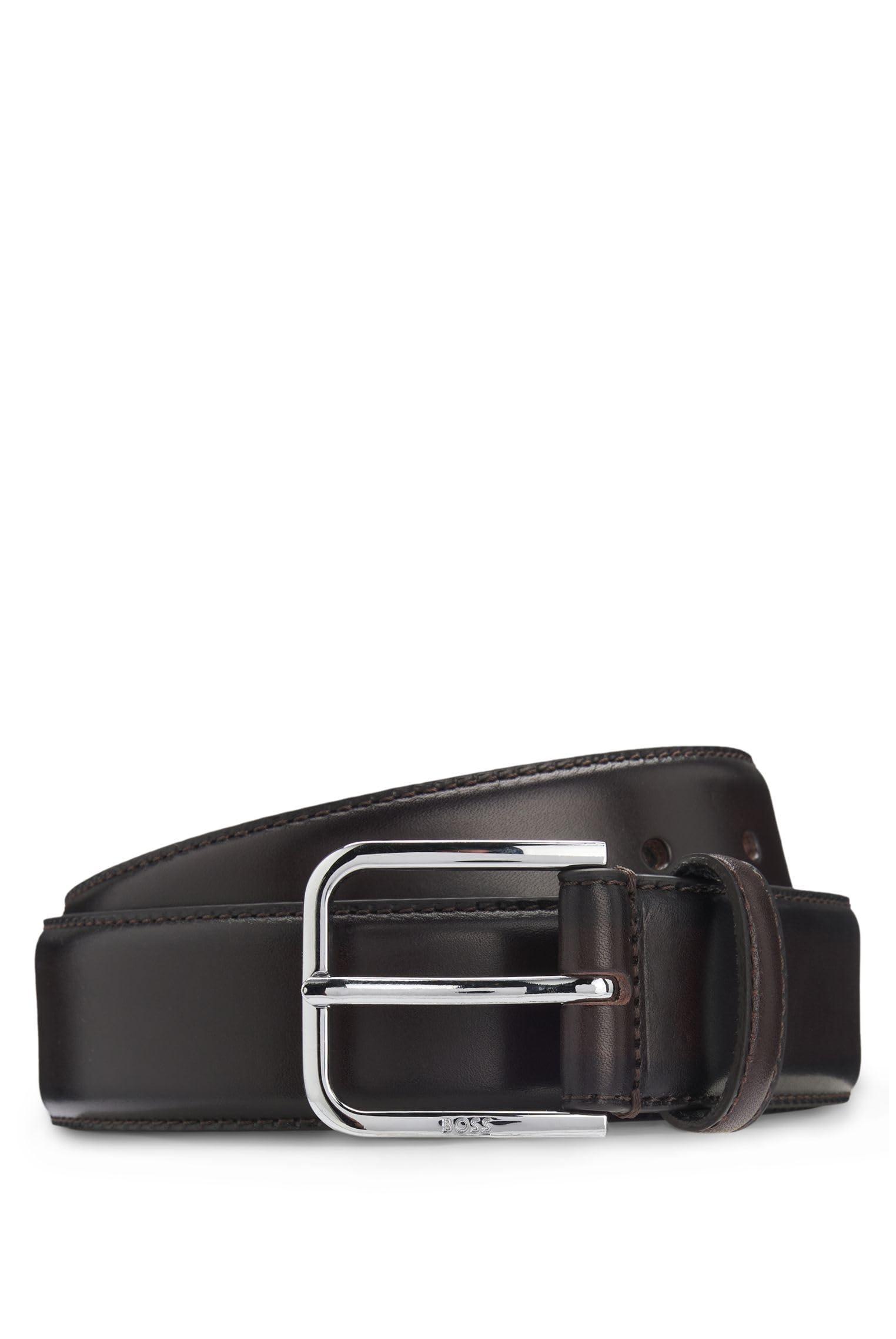 [BOSS] [Boss] Leather Belt Polished Pin Buckle Men s 95 Dark Brown