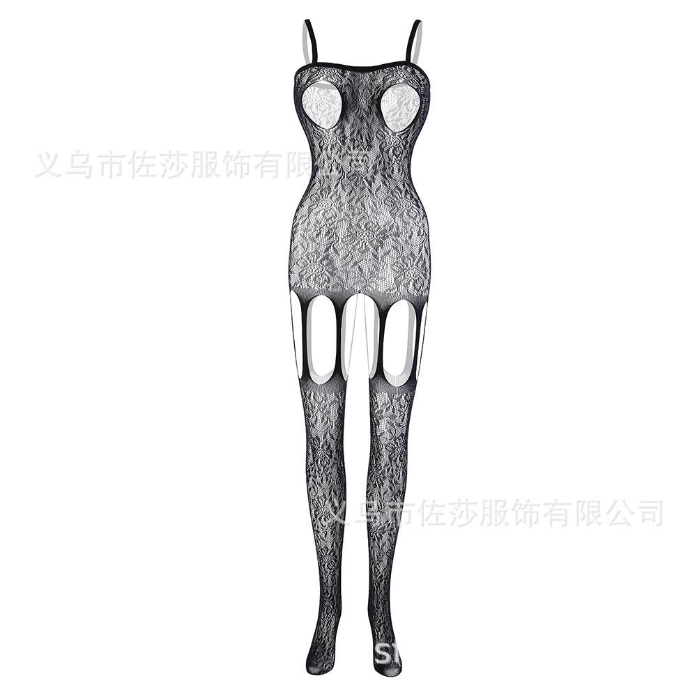 Sex Underwear Hollow Spice Girl One-Piece Stockings Breast Suspender Open Gear Hollow Uniform Temptation Onesie