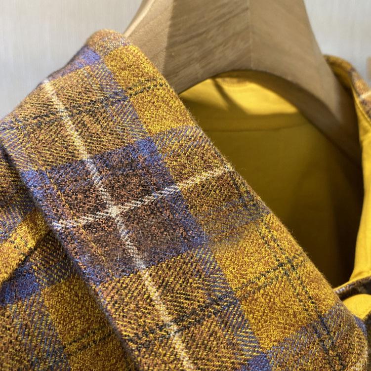 Hurry! Retro Plaid Double Pocket Yarn-Dyed Cotton Turn-Down Collar Shirt for Women - Perfect for Autumn