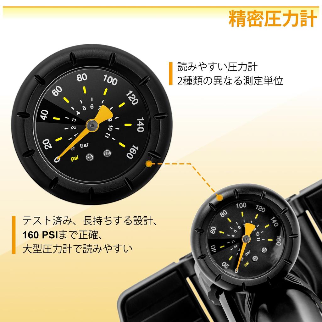 With All HYCLINE Bicycle Pump with Pressure Compatible with American and British Valves Small and Lightweight Floor Pump Extra Long Hose Retractable