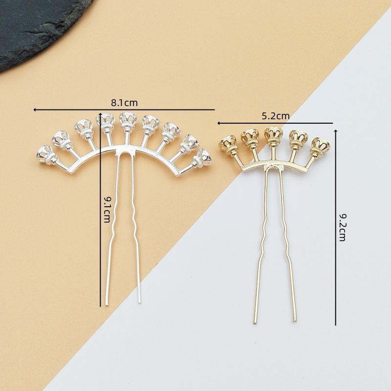 Beadable Alloy Arch Hair Pin Blanks Multiple Bead Mounts 3 Colors for DIY Hanfu Hair Accessories Making