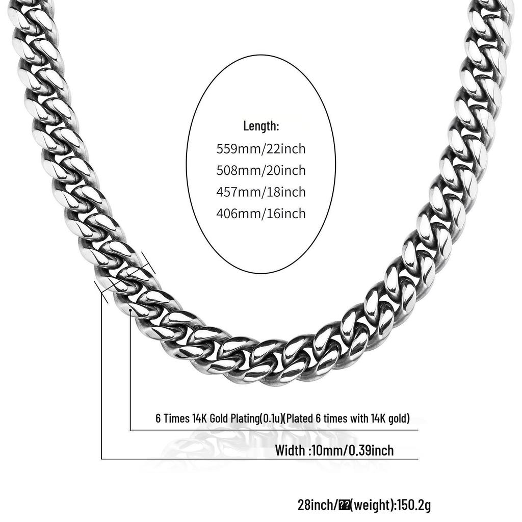 Europäischer & Amerikanischer Herrenschmuck, der nicht verblasst: Edelstahl Cuban Link Halskette