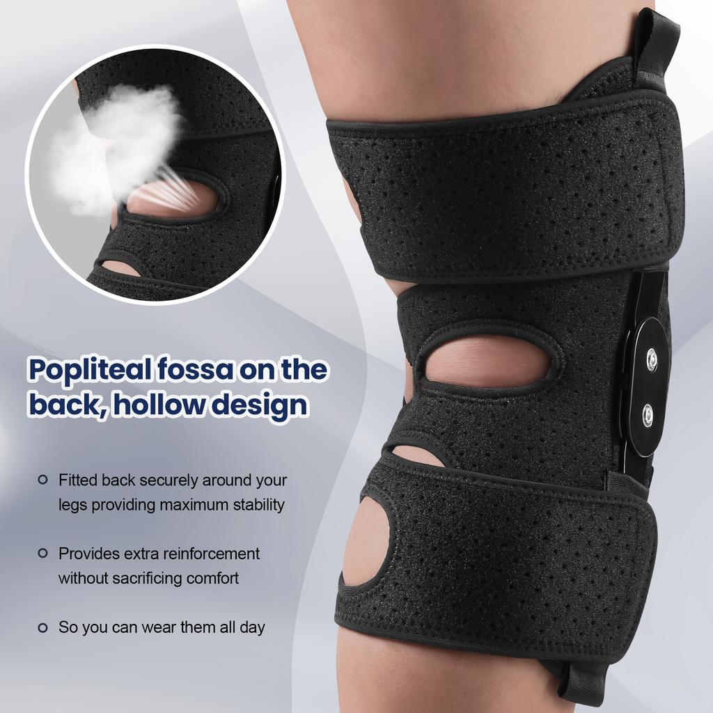 Durable And Safe Hinged Knee Brace With Side Stabilizers & Patella Gel Pads Knee Pain For Men Women Meniscus Tear Acl Mcl Injury Recovery
