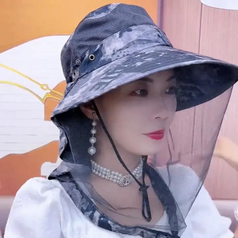 

WTEMPO Парные сетчатые лоскутные шляпы для кемпинга и фермы, весна-лето, тонкие дышащие солнцезащитные шапки с защитой от комаров и защитой шеи 1pc серый