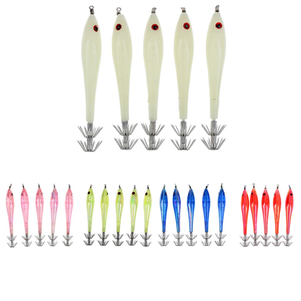5pc Noctilucent Squid Lure Hook Cuttlefish Saltwater Fishing Lure Hard Baits