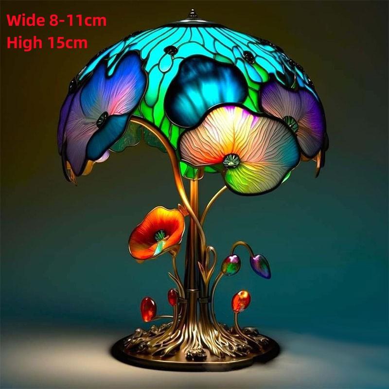 Creative Stained Plant Series Table Lamps Resin Colorful Bedroom Bedside Flower Mushroom Retro Table Night Lamp Atmosphere Light