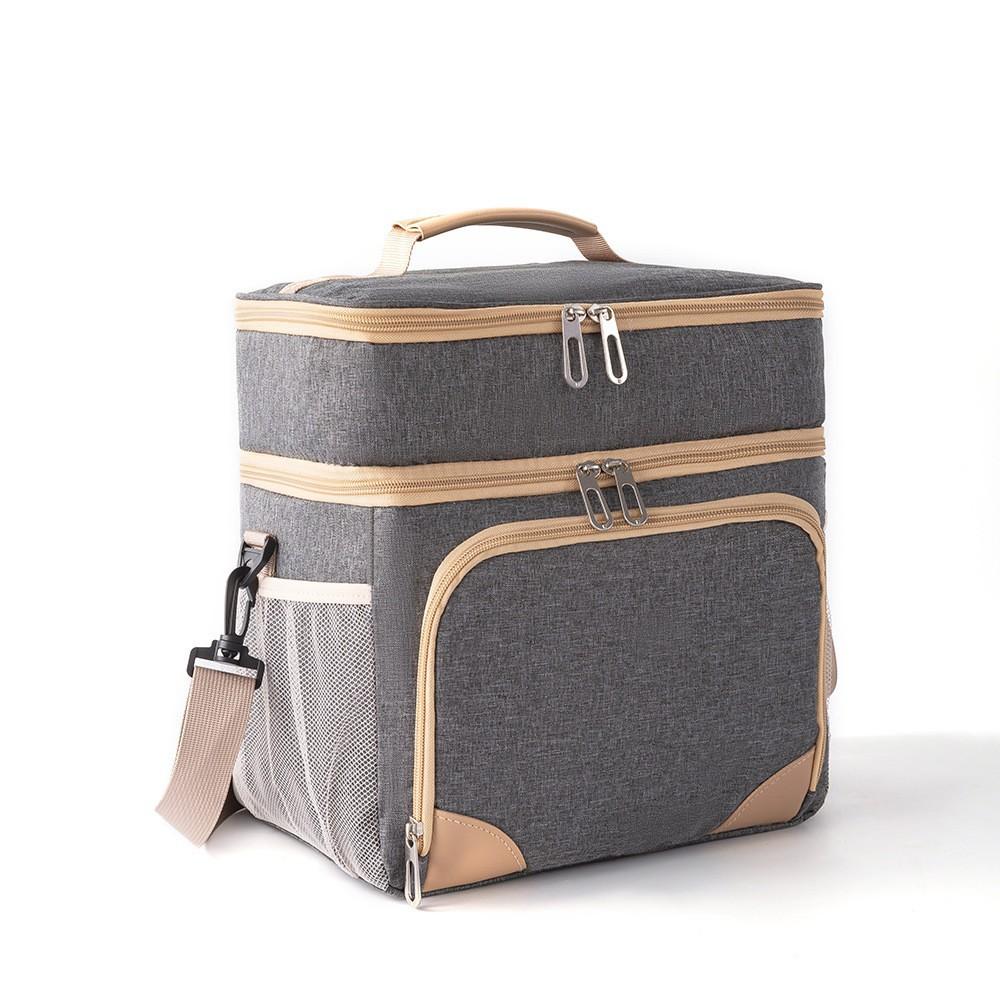 

-Утолщенная изотермическая сумка с бортиком, для улицы, двойного назначения для сухого и мокрого, кроссбоди, для пикника, для сохранения свежести, изотермическая сумка для льда, водонепроницаемая двухслойная сумка для ланча серый