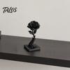 Talos 3D Printed Black Rose Statue Ornament, Gothic Dark Style Figurine, Artistic Flame Base Flower Decor, Exquisite Decoration for Home Office