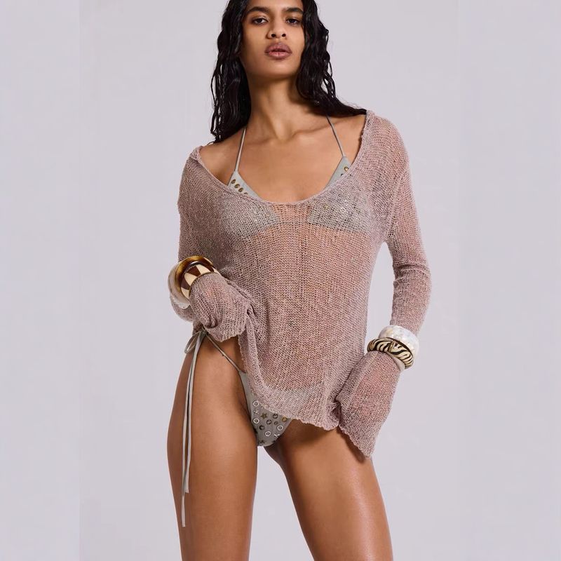 

Jaded London Большой размер Золотой ажурный топ Свободный Стройнящий Цельный Наряд Носите больше Праздничный стиль Вязаный Женский