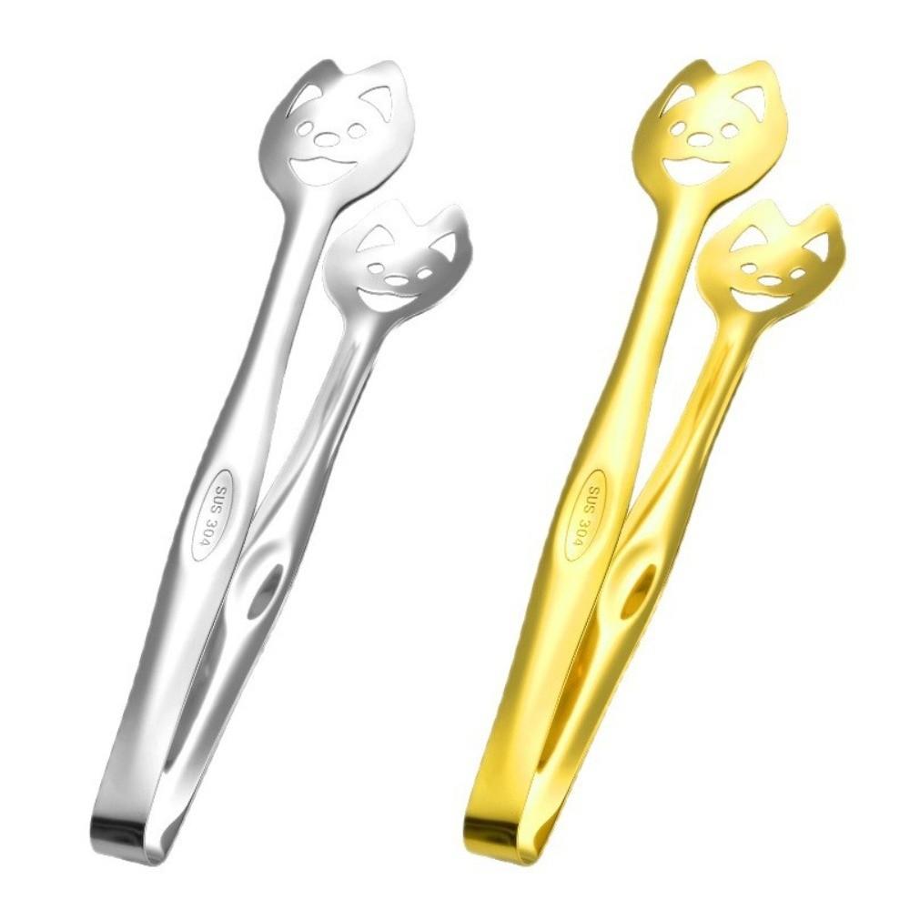 Multi-functional Food Grade BBQ Clip 304 Stainless Steel Non-slip Ice Cube Clamp Silver Gold Grill Tongs Kitchen Utensils