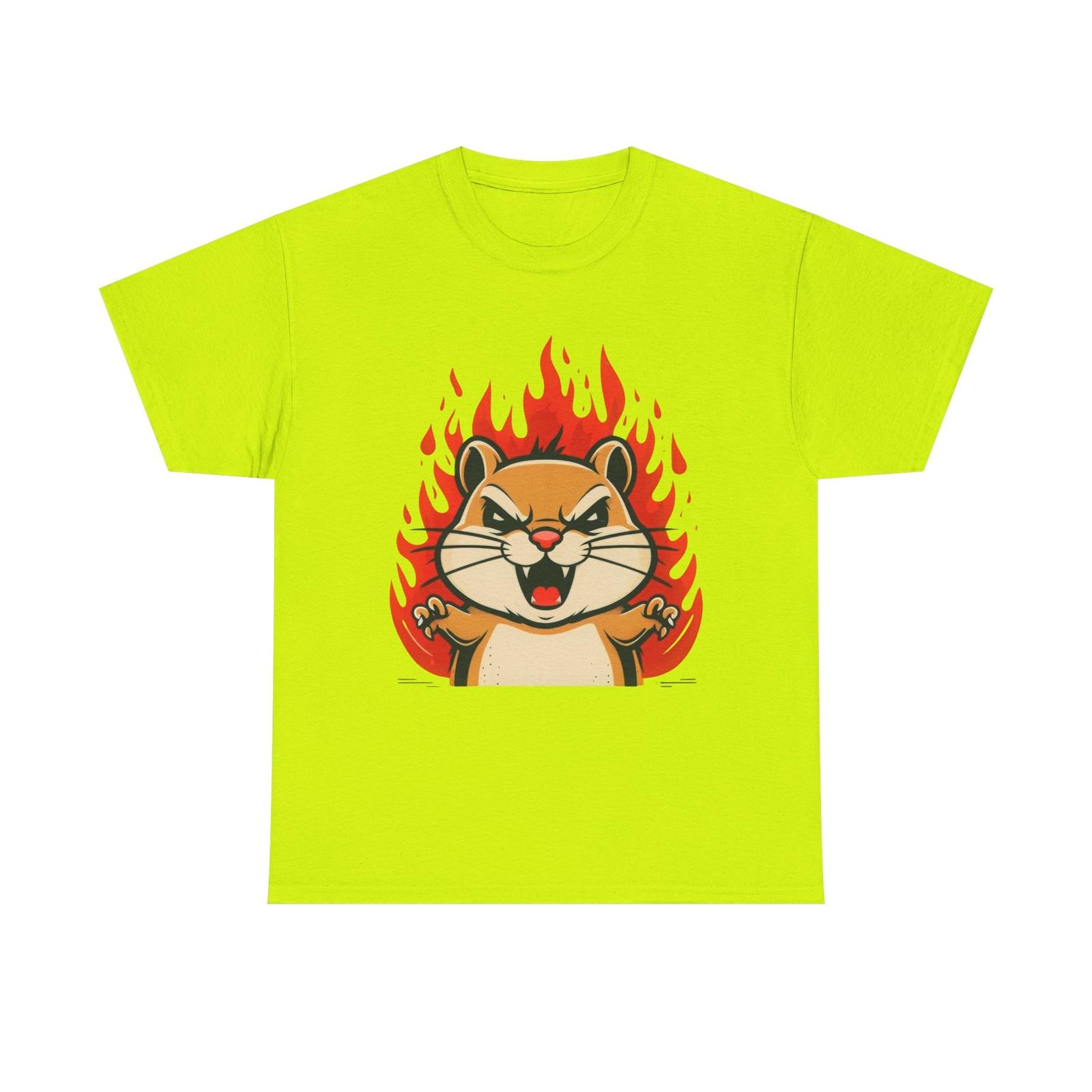Angry Chipmunk With Flames Unisex Heavy Cotton Tee Funny T-Shirt Animal Shirt 3XL