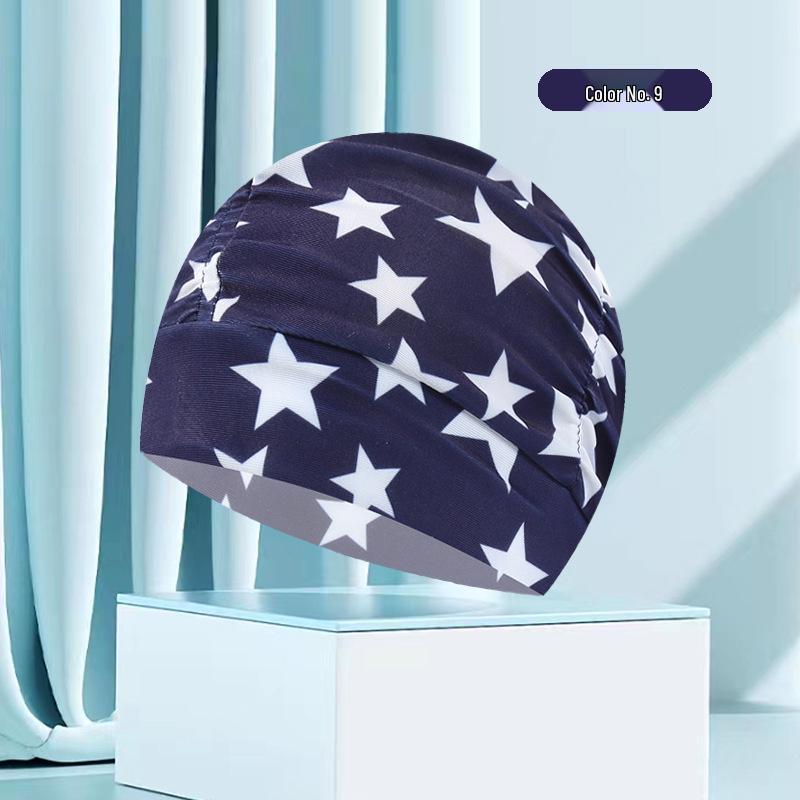 Dámská květinová plisovaná plavecká čepice nadměrné velikosti - Nepřiléhavý střih, Jednobarevná, Módní látkový design