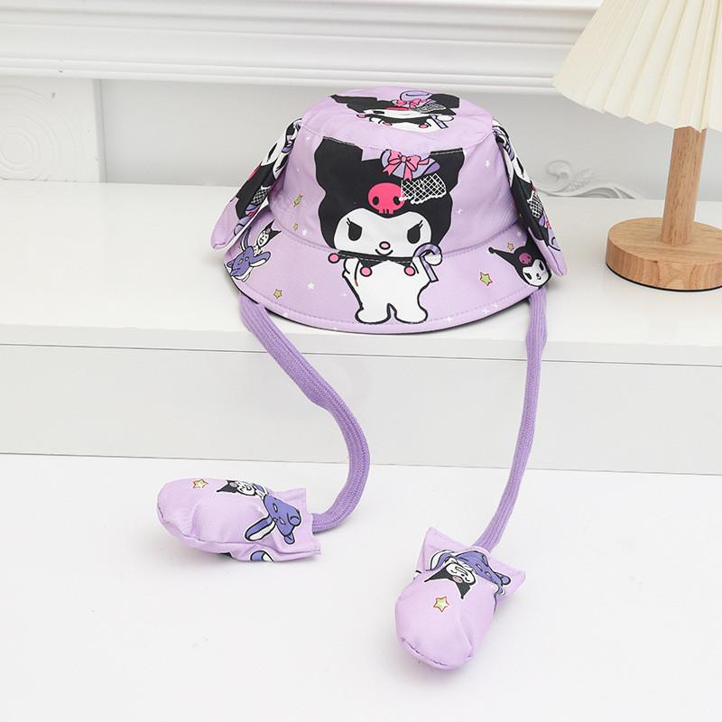 Cartoon Fisherman Hat For Kids With 3d Ears And Stitch Spider Man Print Design Summer Sun Protection Cotton Polyester