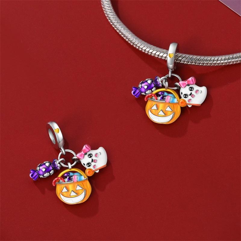 100% Copper Luminous Skeleton Ghost Clown Halloween Series Charms Beads Fit Pan Style 3Mm Diy Fine Jewelry Making
