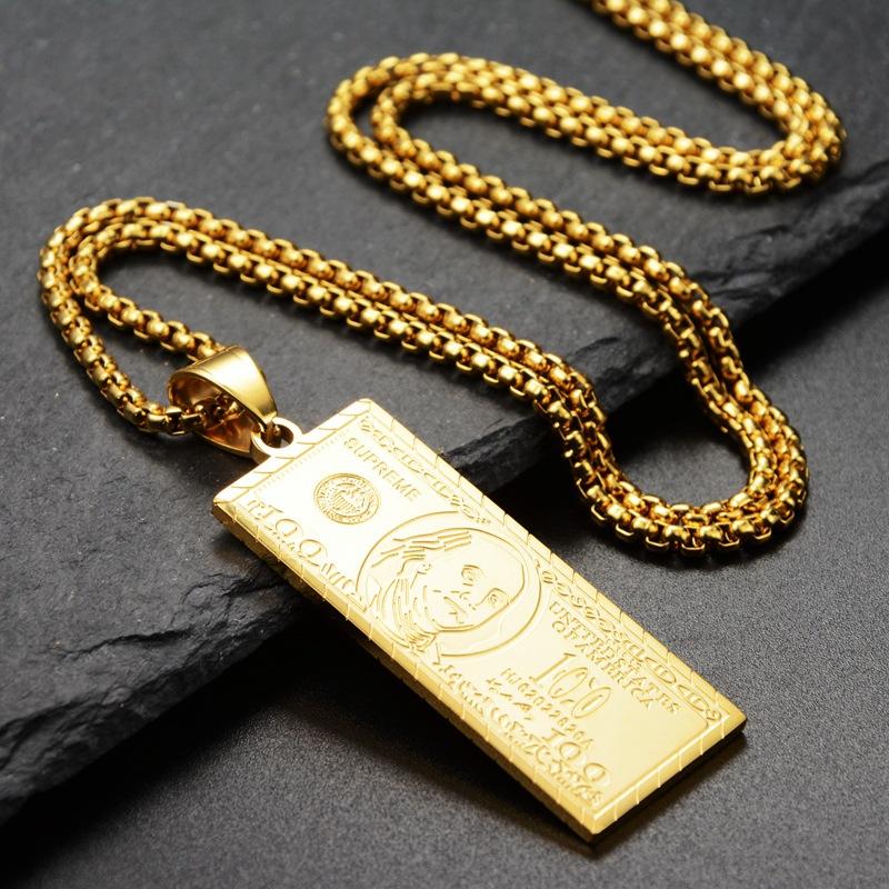 Hip-hop Accessories Party Gifts Dollar Pendant Men's Necklace,Birthday Gifts, Small Bills Valentine's Day