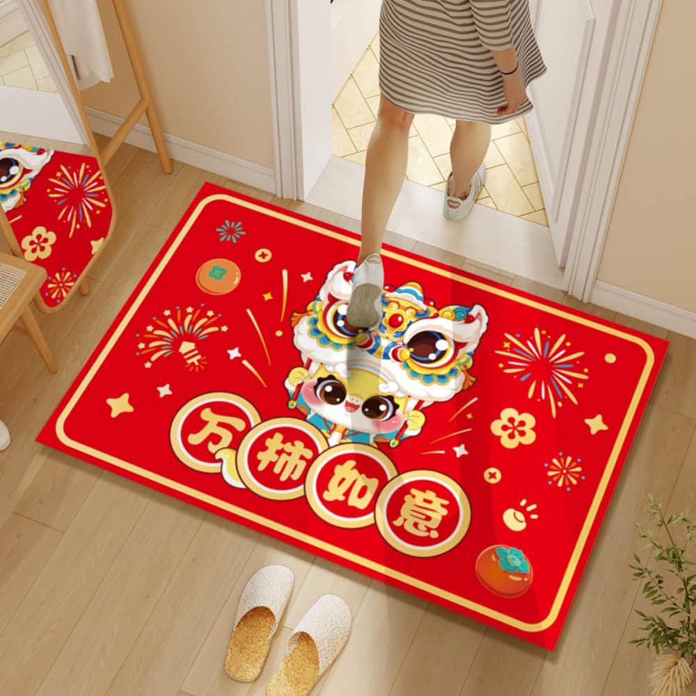 Non-slip Spring Festival Door Mat Cartoon Entrance Feet Mat Traditional Entrance Door Rug  Holiday