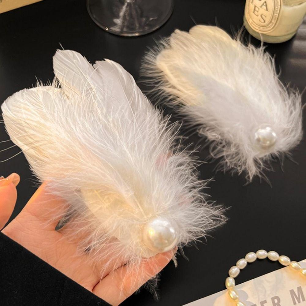 Headwear White Swan Hairpin Pearl Ballet Pearl Barrettes Fashion Feather Hair Clips Girls