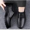 Men's Casual Leather Work Shoes - Low-Top, Height-Increasing, Handmade Cowhide, British Style