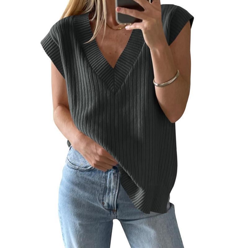 Ladies' V-neck Casual Knit Vest Top