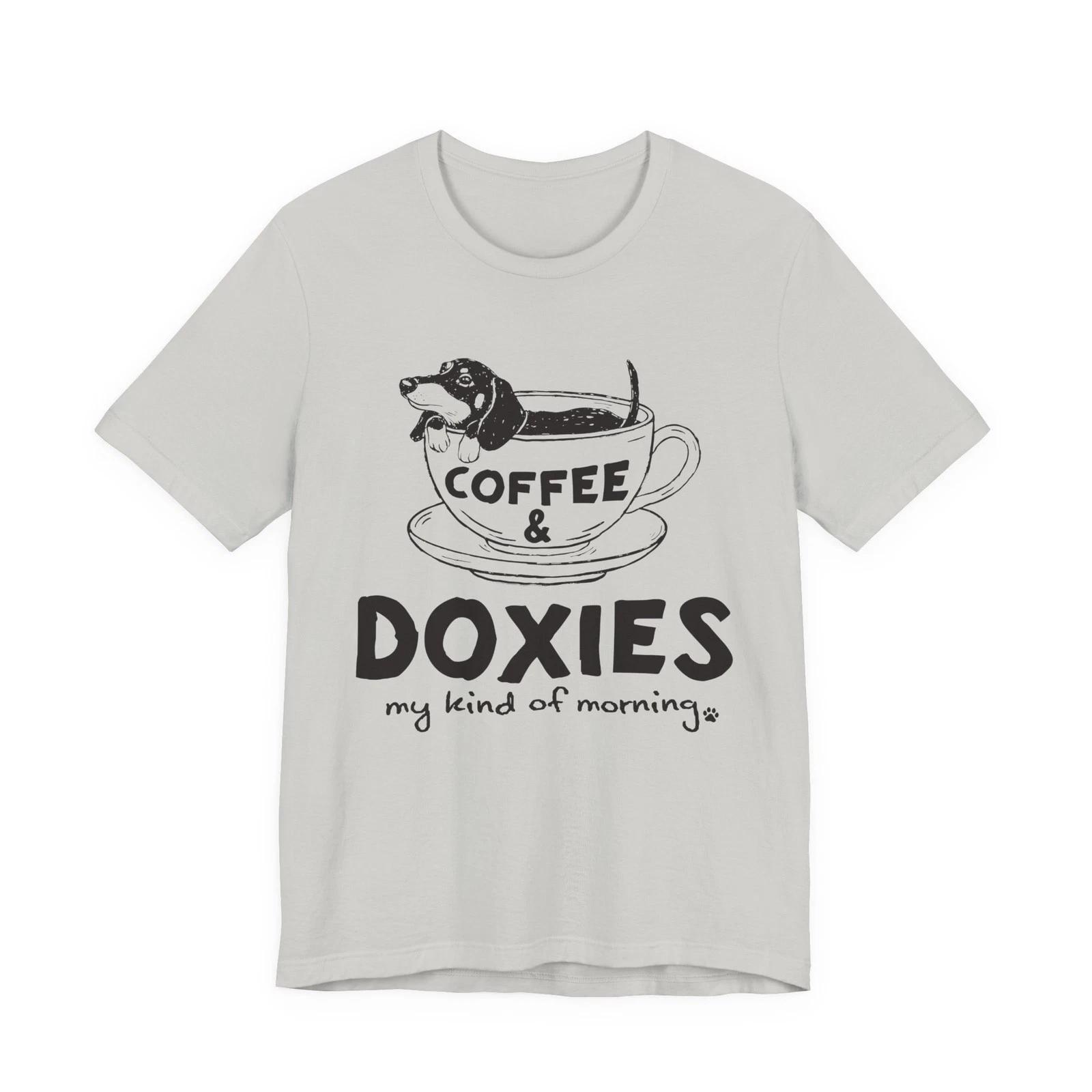 Coffee & Doxies Tee | Dachshund coffee cup design, dog lover Unisex T-Shirt S