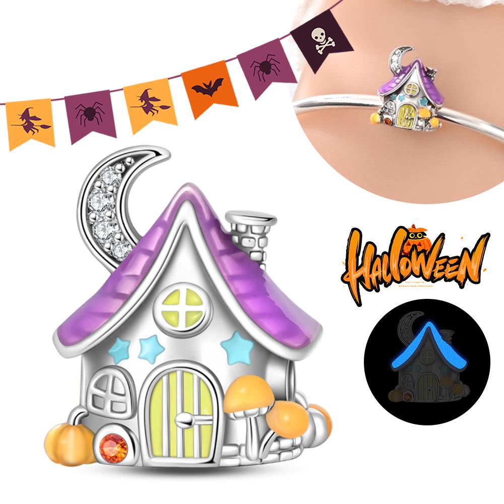 Halloween Party Copper Luminous Skeleton Coffin Pendant Beads Fit Charms Bracelet For Jewelry Making Women Gifts